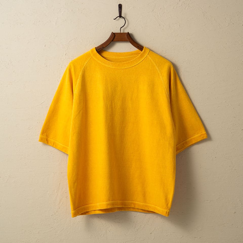 lot.37005PD HEAVY WEIGHT RAGLAN SLEEVE Tee PIGMENT DYE<GOLD>