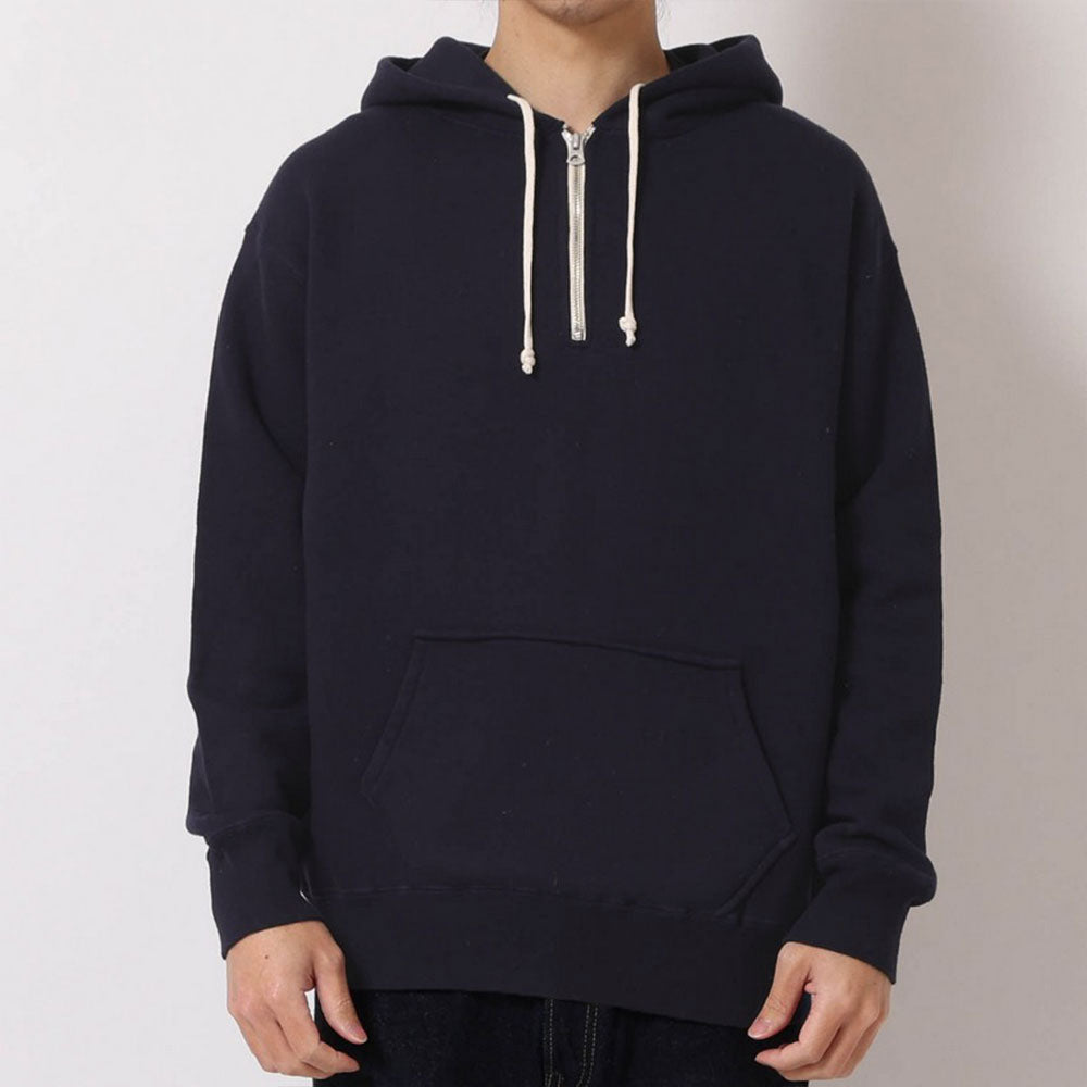 lot.86012 "LOOP WHEEL”HALF ZIPPED SWEAT HOODIE<NAVY>