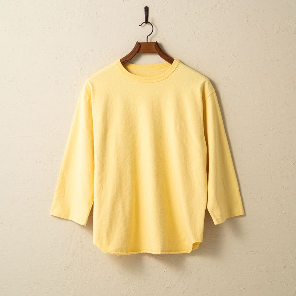 lot.58105 HEAVY WEIGHTBASEBALL Tee<PALE YELLOW>