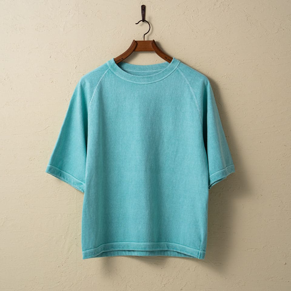 lot.37005PD HEAVY WEIGHT RAGLAN SLEEVE Tee PIGMENT DYE<TURQUOISE>