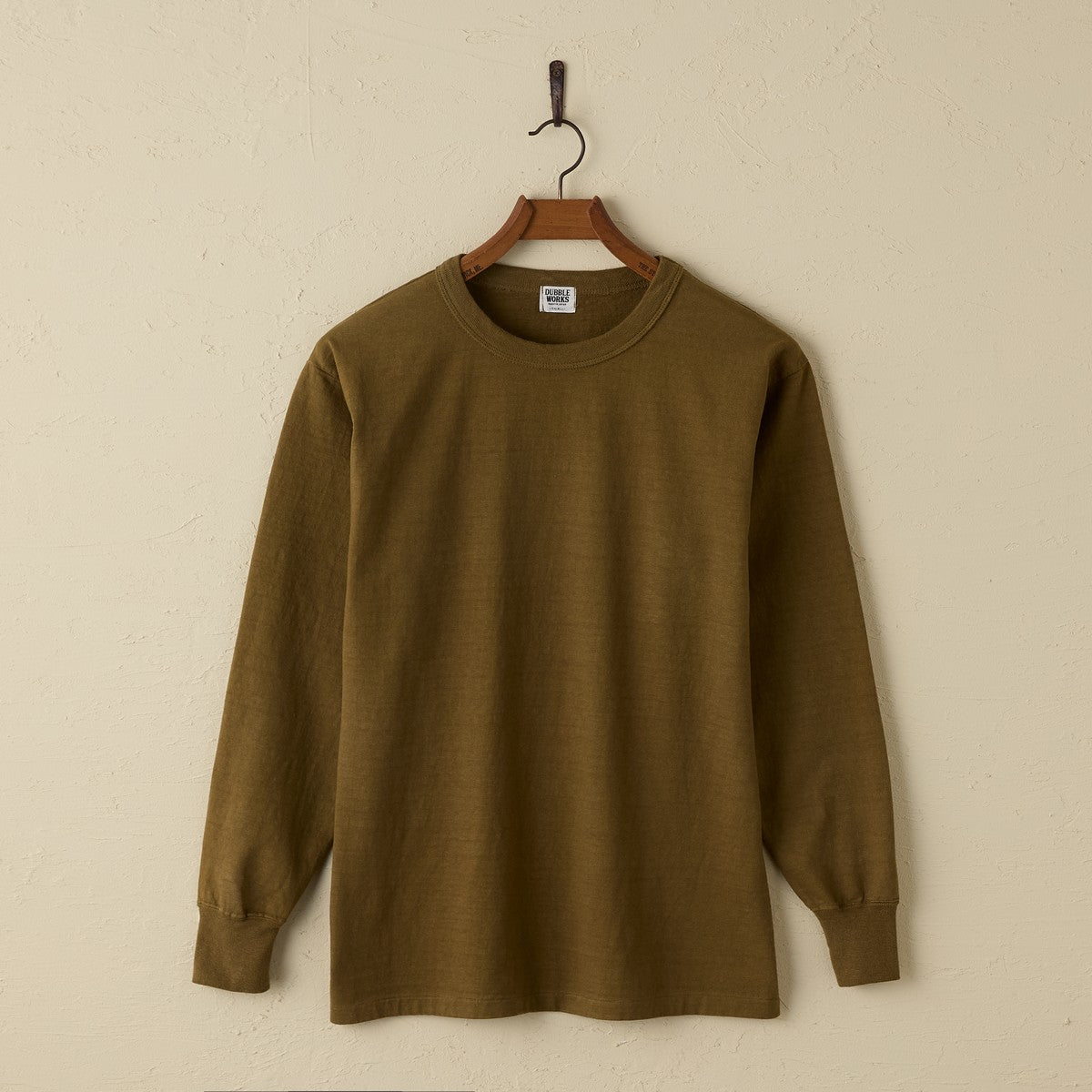 lot.55001 FALLEN COTTON MID WEIGHT L/S TEE (KHAKI)