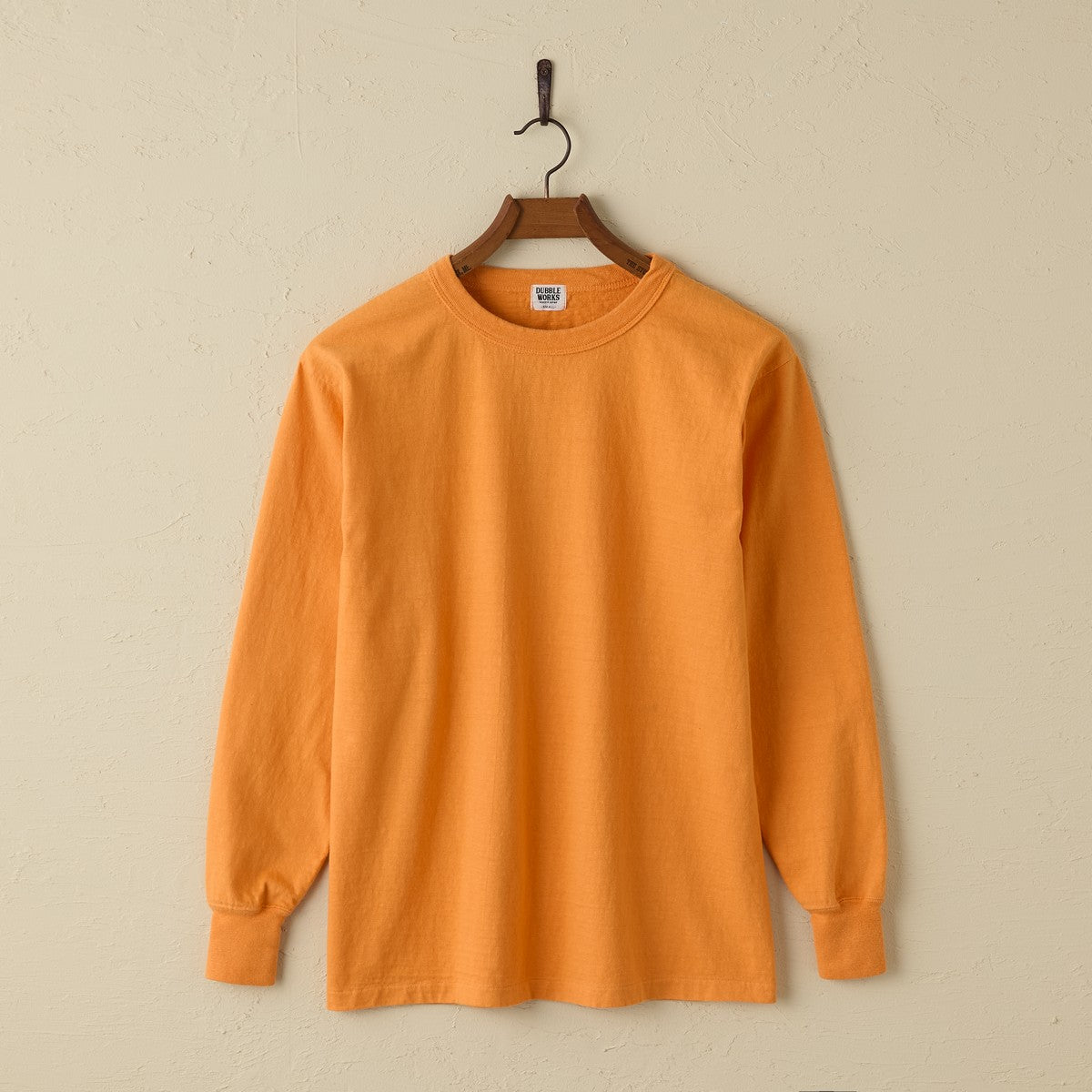 lot.55001 FALLEN COTTON MID WEIGHT L/S TEE (FADE ORANGE)