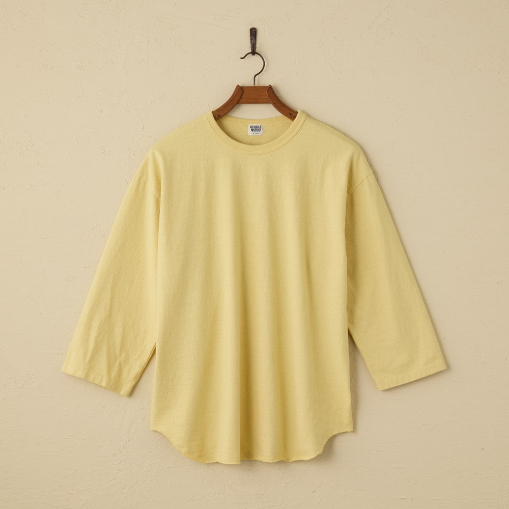 lot.55105 FALLEN COTTON MID WEIGHT BASEBALL TEE (LIGHT YELLOW)