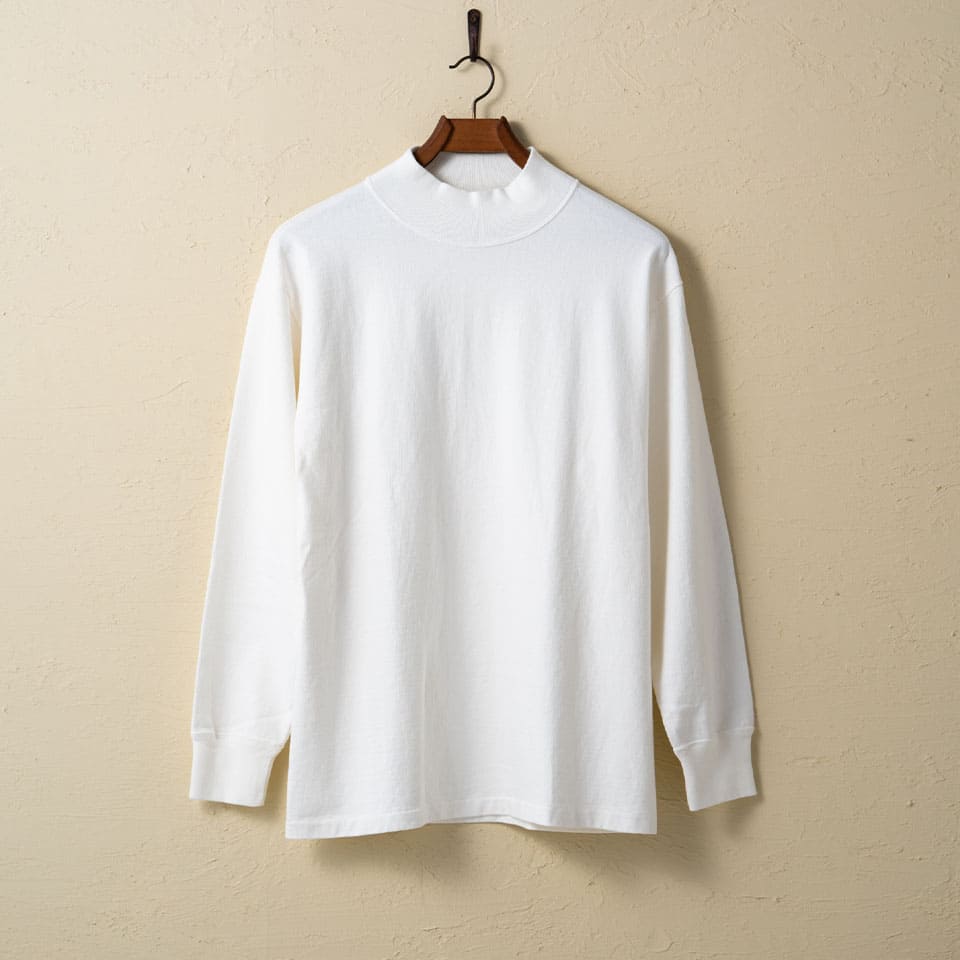 lot.58004 "STAND WHEEL”H/W MOCK NECK L/S TEE<OFF WHITE>