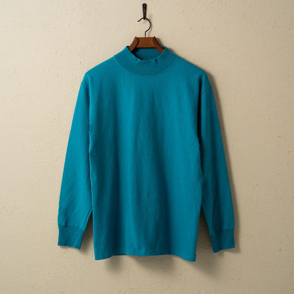 lot.58004 "STAND WHEEL”H/W MOCK NECK L/S TEE<TURQUOISE>