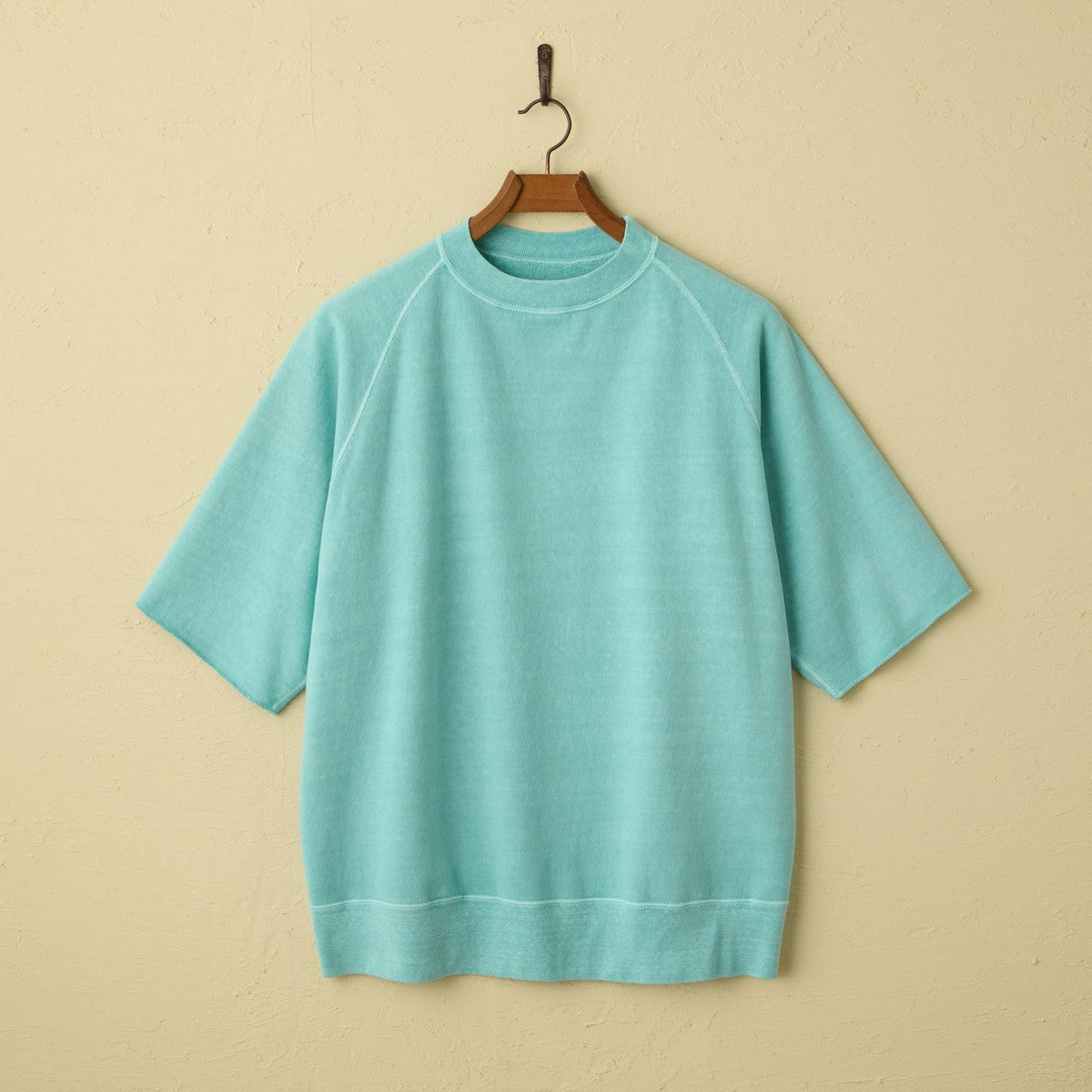 lot.74001PD CUT OFF SLEEVE SWEAT SHIRT PIGMENT DYE<turquoise></turquoise>