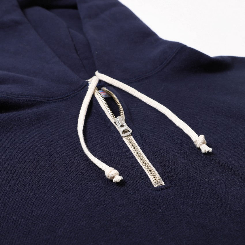 lot.86012 "LOOP WHEEL" HARF ZIPPED SWEAT HOODIE<salmon pink></salmon>