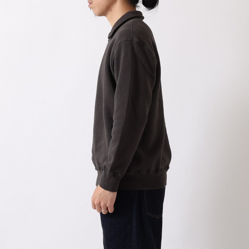 lot.86017 "LOOP WHEEL”HALF-ZIP COLLARED SWEATSHIRT<HEATHER CHARCOAL>