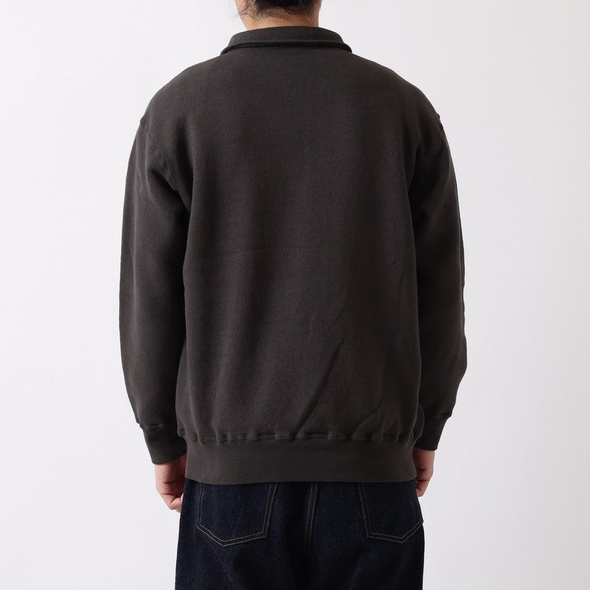 lot.86017 "LOOP WHEEL”HALF-ZIP COLLARED SWEATSHIRT<HEATHER CHARCOAL>