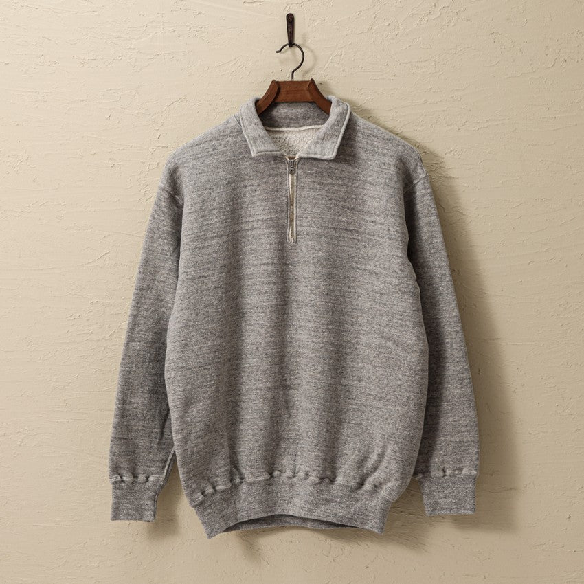 lot.86017 "LOOP WHEEL”HALF-ZIP COLLARED SWEATSHIRT<HEATHER GREY>