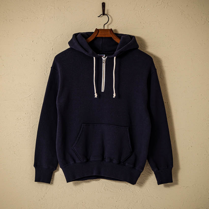 lot.86012 "LOOP WHEEL”HALF ZIPPED SWEAT HOODIE<NAVY>