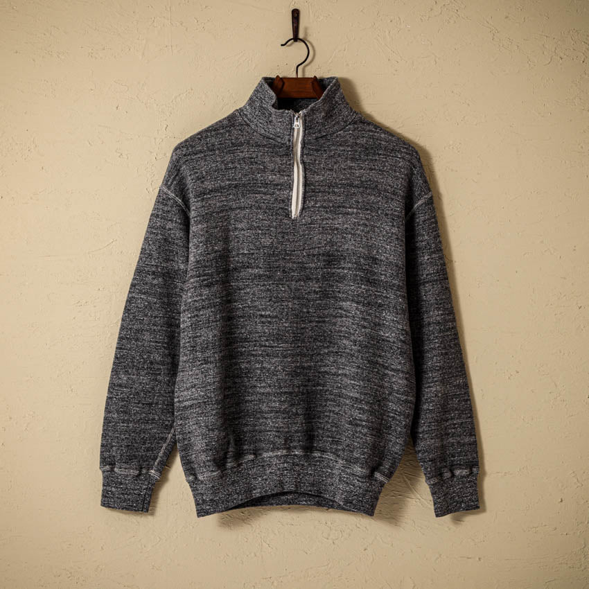 lot.86014 LOOP WHEEL” HIGHNECK HALF ZIP SWEATSHIRT<heather charcoal></heather>