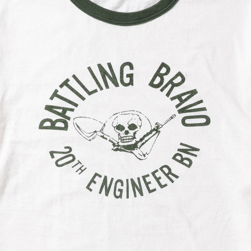 lot.34006-03 Ringer Tee "BATTLING BRAVO"<OFF WHITE×GREEN>