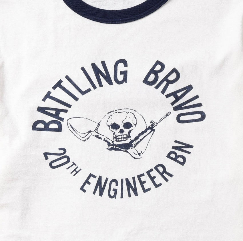 lot.34006-03 Ringer Tee "BATTLING BRAVO"<OFF WHITE×NAVY>