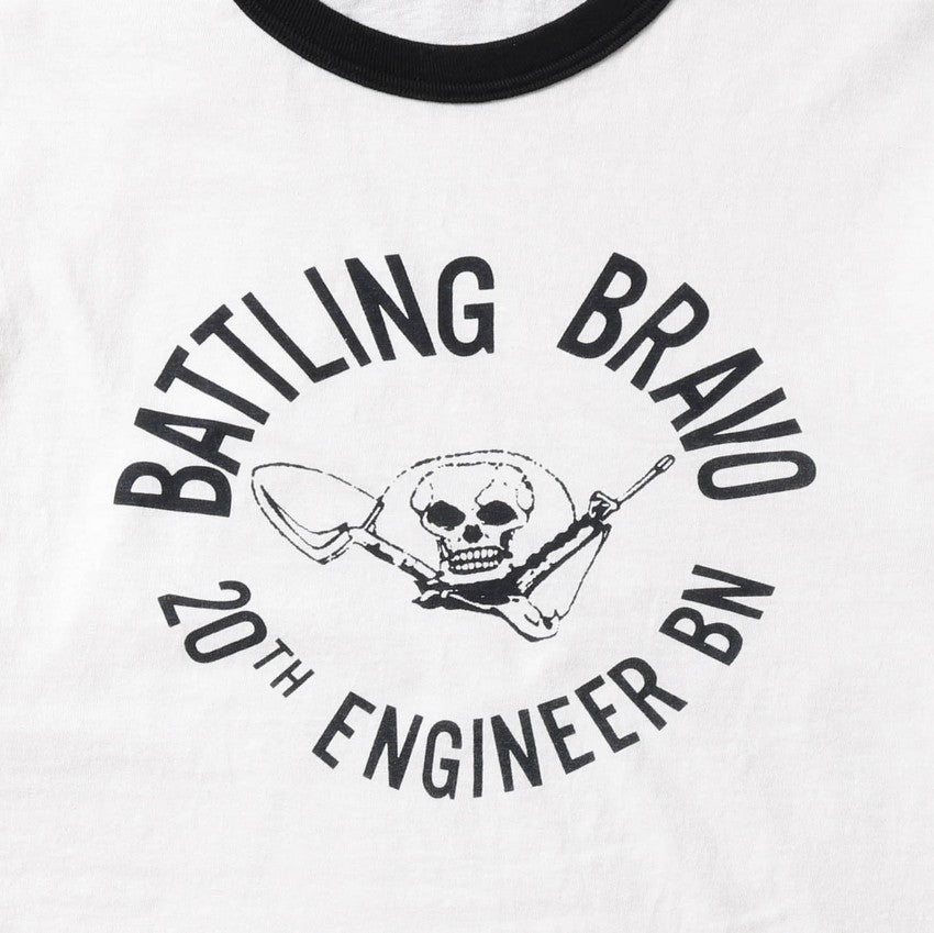 lot.34006-03 Ringer Tee "BATTLING BRAVO"<OFF WHITE×BLACK>