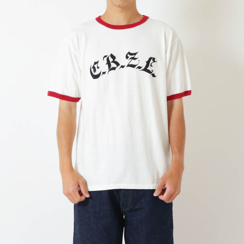 lot.34006-02 Ringer Tee "SCALP DEPEW"<OFF WHITE×RED>