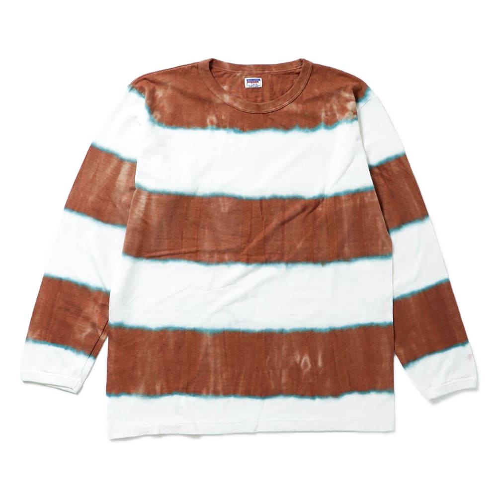 LONG SLEEVE TIE DYE BORDER Tee_BROWNxBLUE