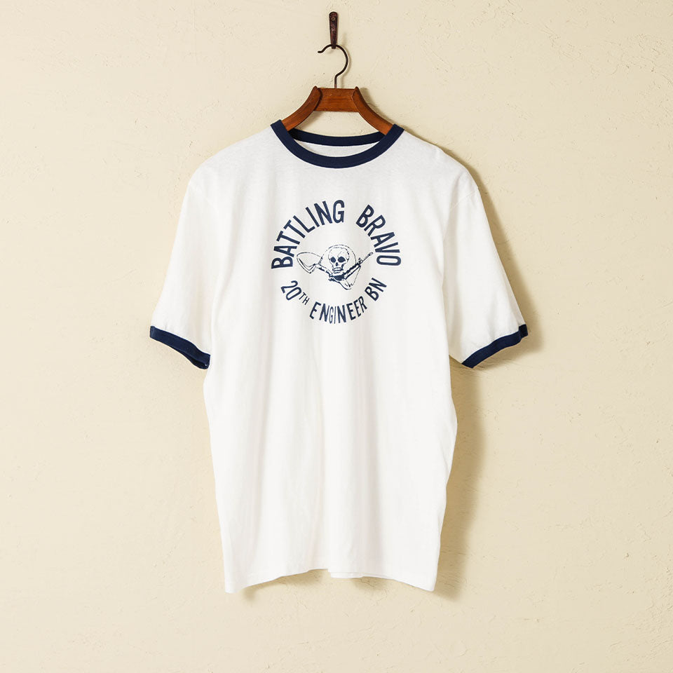 lot.34006-03 Ringer Tee "BATTLING BRAVO"<OFF WHITE×NAVY>