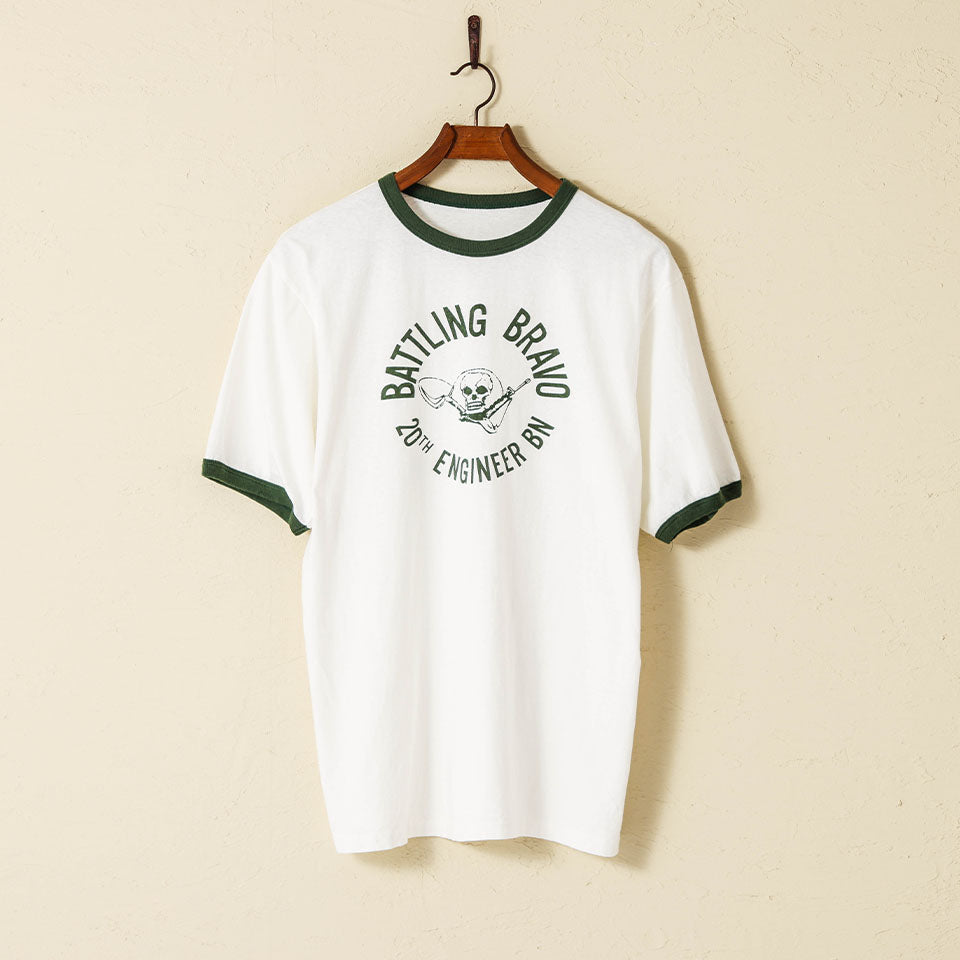 lot.34006-03 Ringer Tee "BATTLING BRAVO"<OFF WHITE×GREEN>