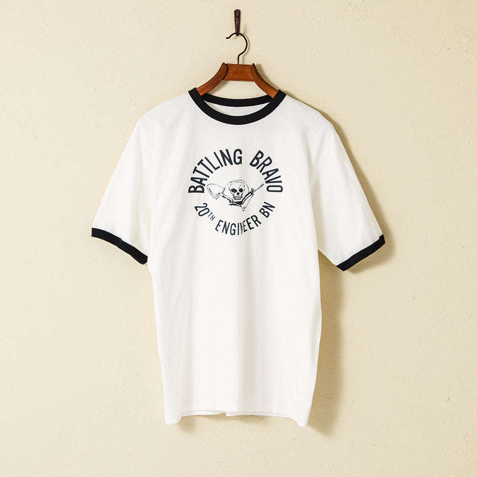 lot.34006-03 Ringer Tee "BATTLING BRAVO"<OFF WHITE×BLACK>