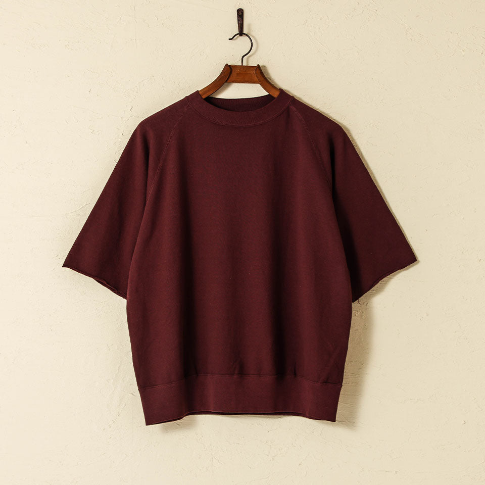 lot.74001 CUT OFF SLEEVE SWEAT SHIRT<BORDEAUX>