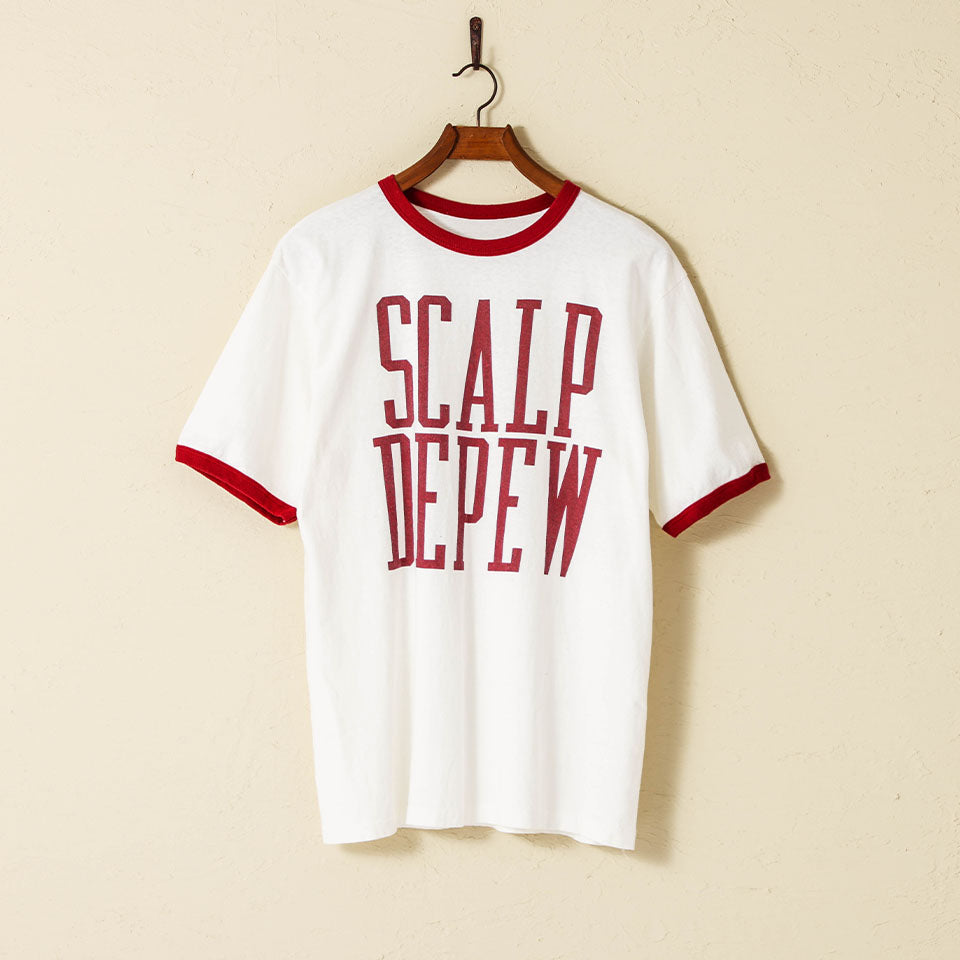 lot.34006-02 Ringer Tee "SCALP DEPEW"<OFF WHITE×RED>