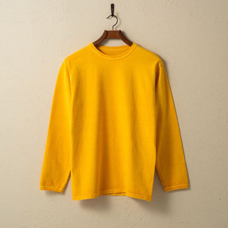 lot.58001PD HEAVY WEIGHT LONG SLEEVE Tee PIGMENT DYE<GOLD>