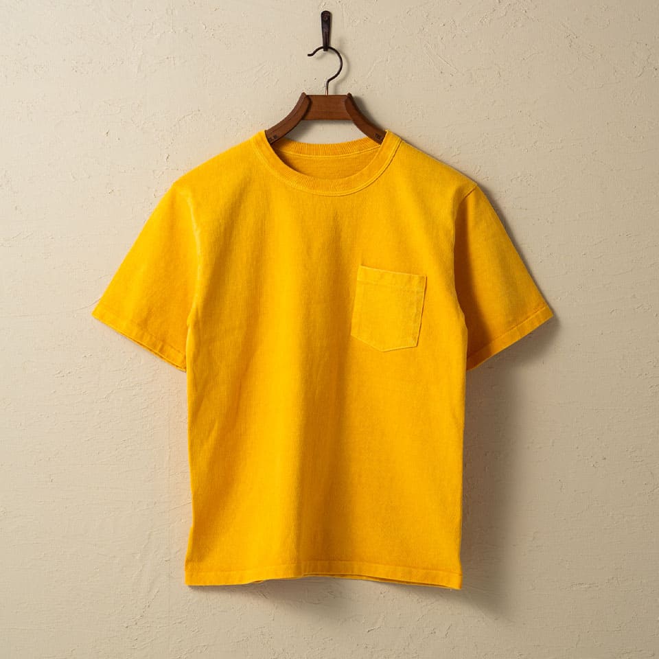 lot.37002PD HEAVY WEIGHT SHORT SLEEVE Pocket Tee PIGMENT DYE<GOLD>