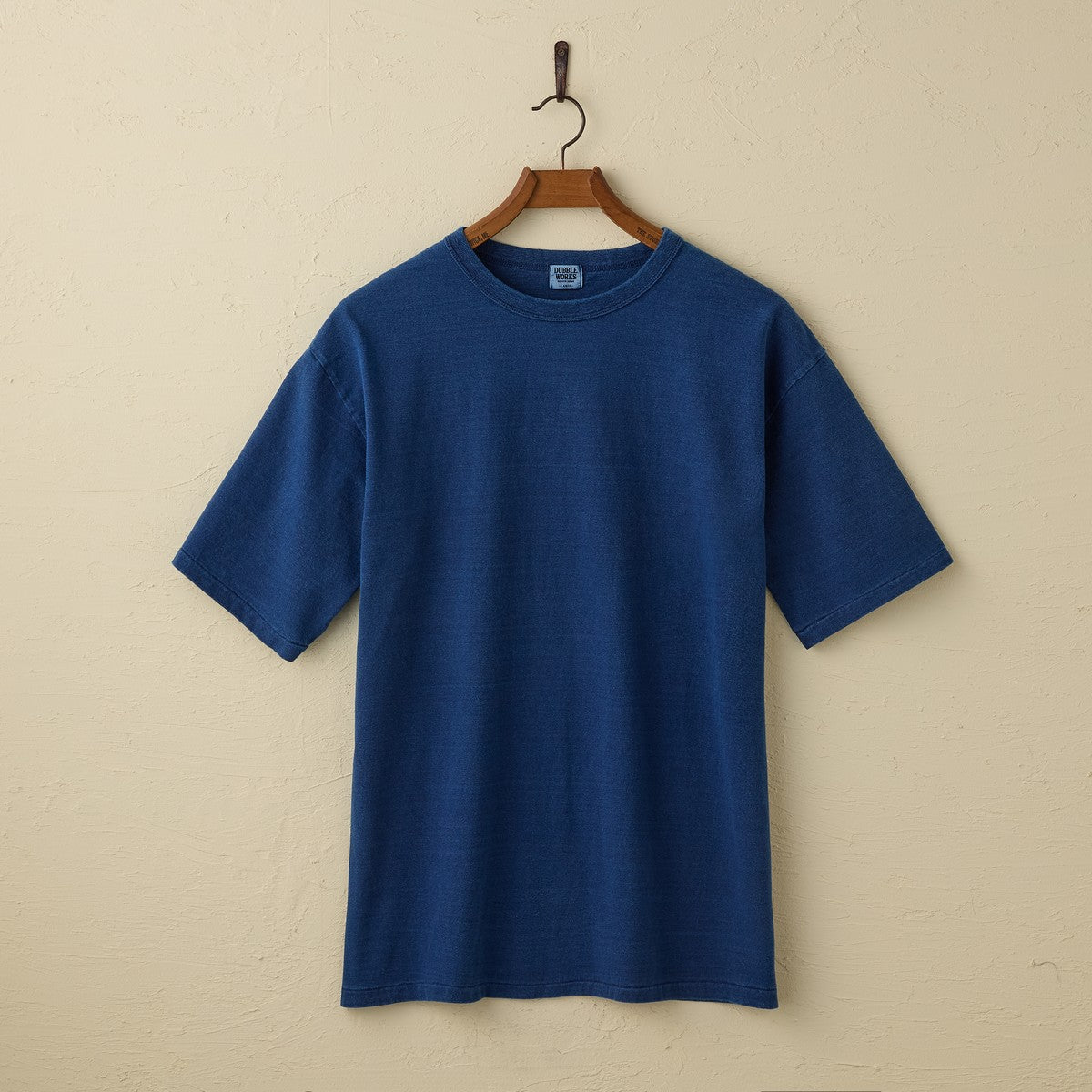 lot.35001IND FALLEN COTTON MID WEIGHT S/S TEE INDIGO DYE(INDIGO)