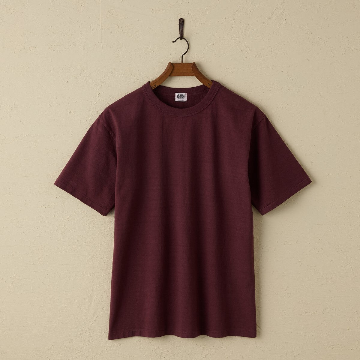 lot.35001 FALLEN COTTON MID WEIGHT S/S TEE (BORDEAUX)