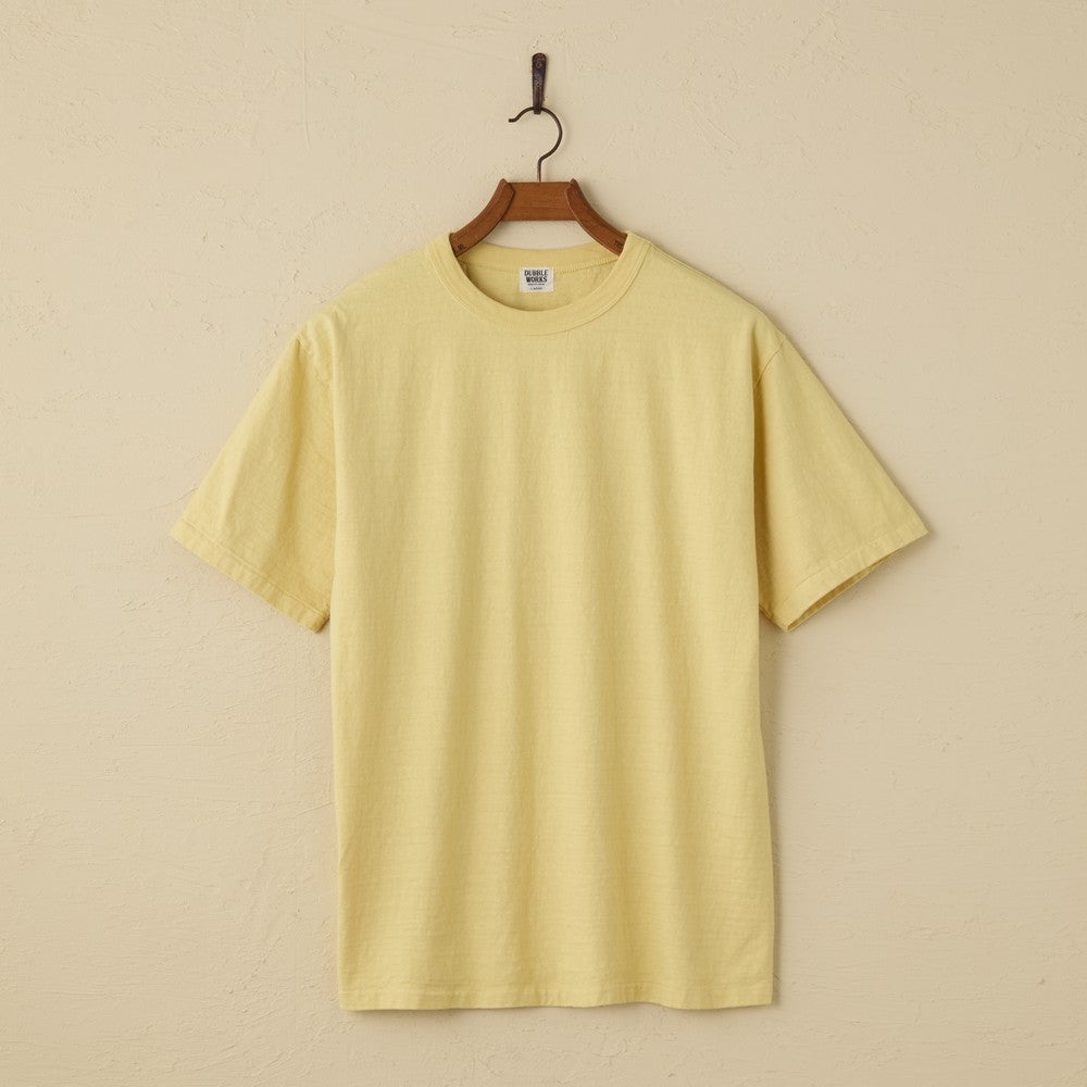 lot.35001 FALLEN COTTON MID WEIGHT S/S TEE (LIGHT YELLOW)