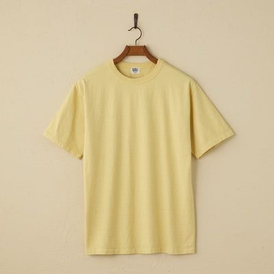 lot.35001 FALLEN COTTON MID WEIGHT S/S TEE (LIGHT YELLOW)
