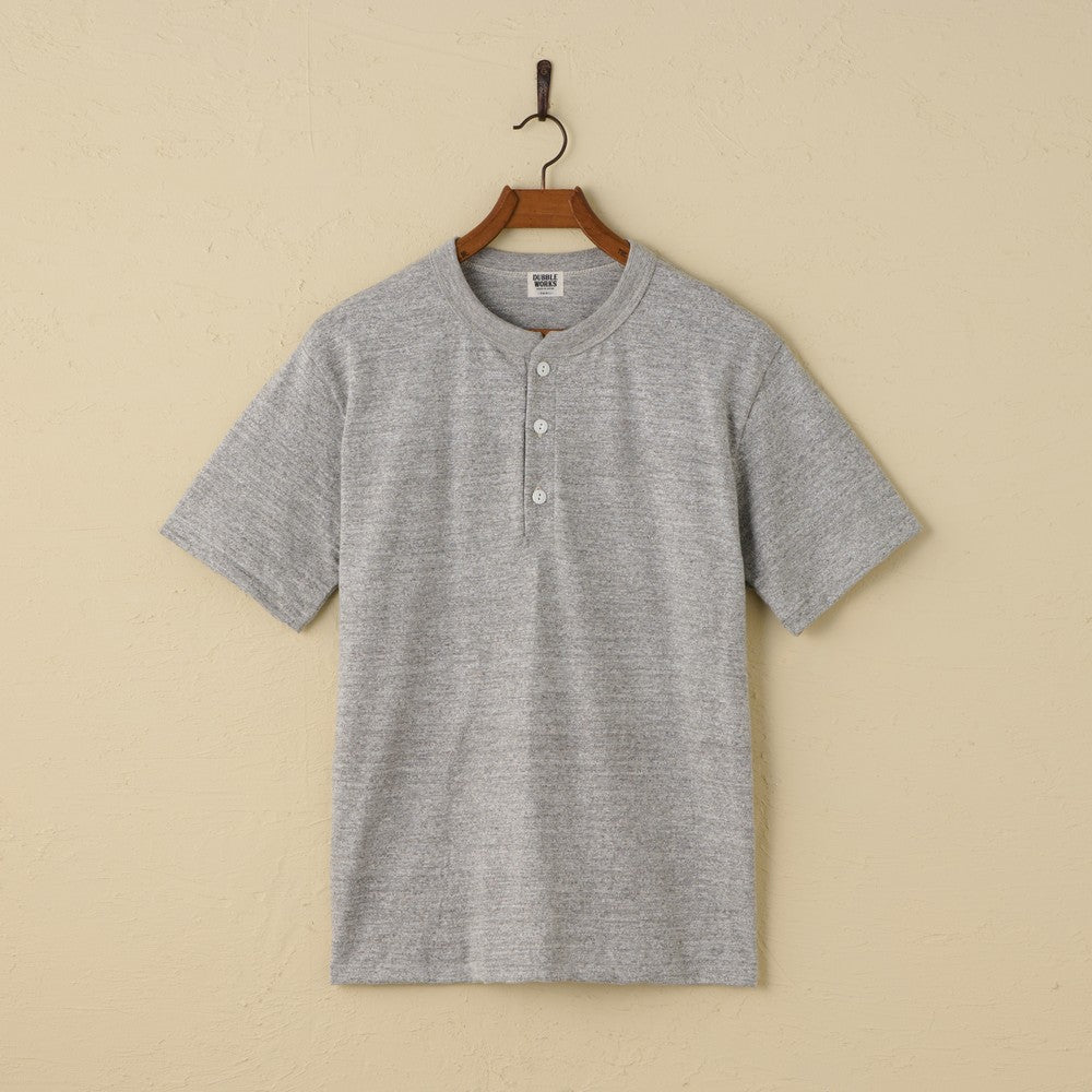 lot.35004 FALLEN COTTON MID WEIGHT S/S HENLEY NECK TEE (HEATHER GREY)
