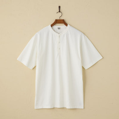 lot.35004 FALLEN COTTON MID WEIGHT S/S HENLEY NECK TEE (OFF WHITE)