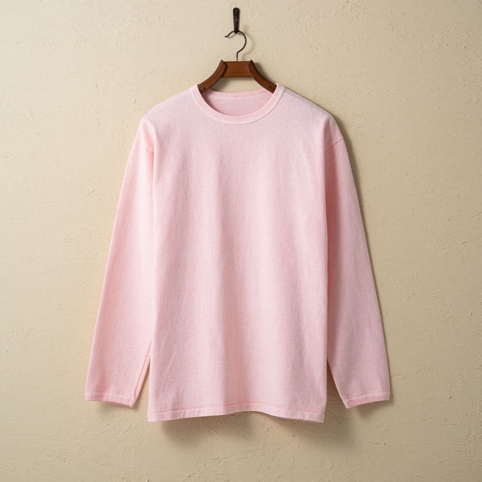 lot.58001PD HEAVY WEIGHT LONG SLEEVE Tee PIGMENT DYE<PINK>