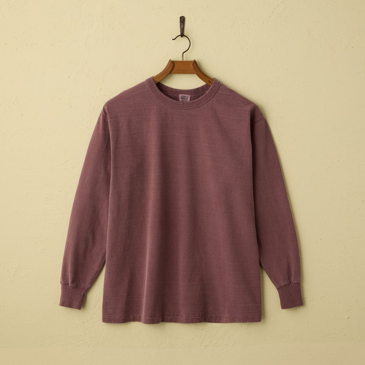 lot.55001PD FALLEN COTTON MID WEIGHT L/S TEE PIGMENT DYE (PD.BORDEAUX)