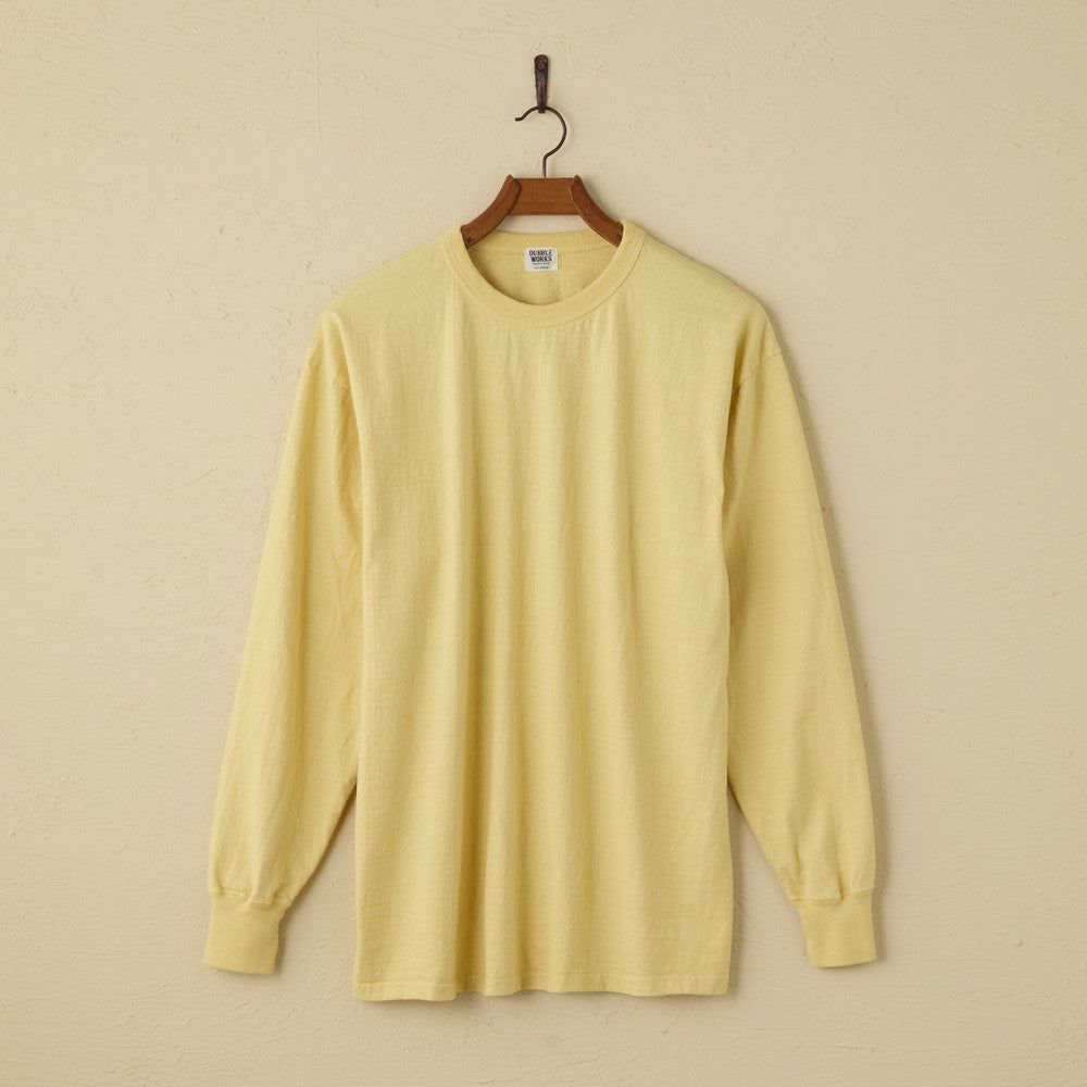 lot.55001 FALLEN COTTON MID WEIGHT L/S TEE (LIGHT YELLOW)