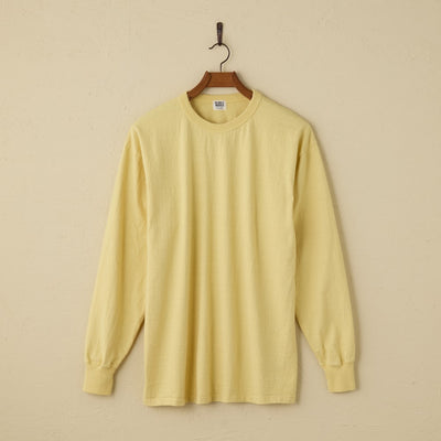 lot.55001 FALLEN COTTON MID WEIGHT L/S TEE (LIGHT YELLOW)
