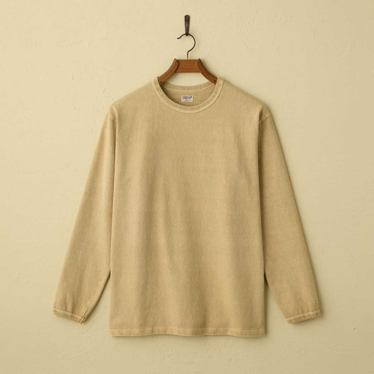 lot.58001PD HEAVY WEIGHT LONG SLEEVE Tee PIGMENT DYE (PD.DARK BEIGE)