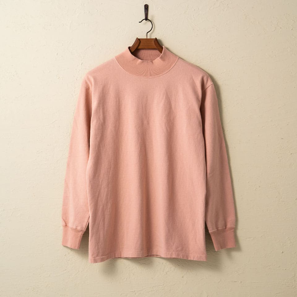 lot.58004 "STAND WHEEL”H/W MOCK NECK L/S TEE<SALMON PINK>