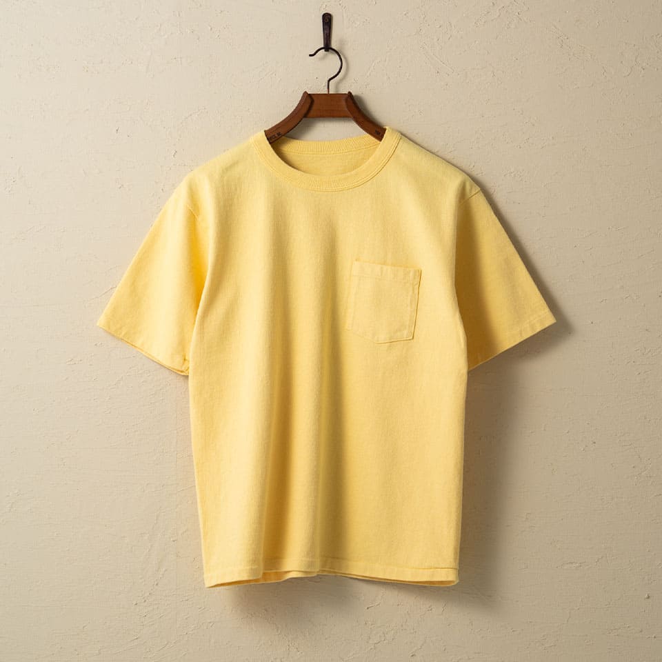 lot.37002 HEAVY WEIGHT SHORT SLEEVE Pocket Tee<PALE YELLOW>
