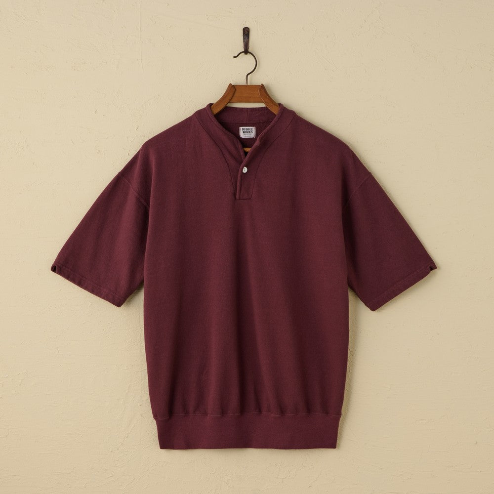 lot.74005 LIGHT TERRY HENLEY SWEATSHIRT (BORDEAUX)