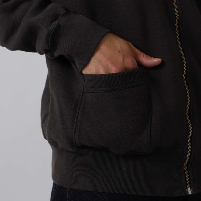 "LOOP WHEEL”RIB COLLAR SWEAT JACKET<HEATHER CHARCOAL>