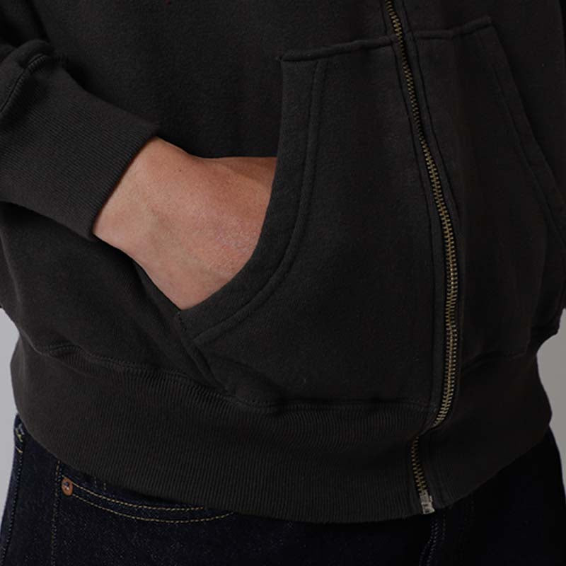 "LOOP WHEEL”ZIP-UP SWEAT HOODIE<HEATHER CHARCOAL>