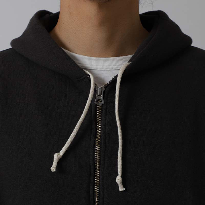 "LOOP WHEEL”ZIP-UP SWEAT HOODIE<HEATHER CHARCOAL>