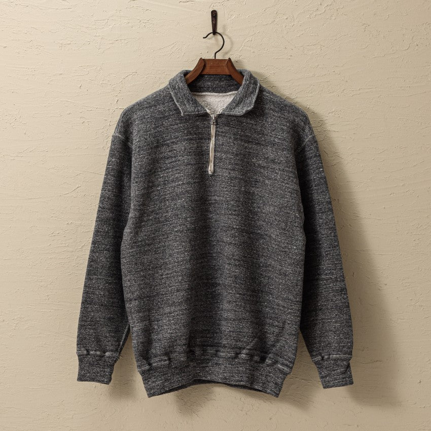 "LOOP WHEEL”HALF-ZIP COLLARED SWEATSHIRT<HEATHER CHARCOAL>