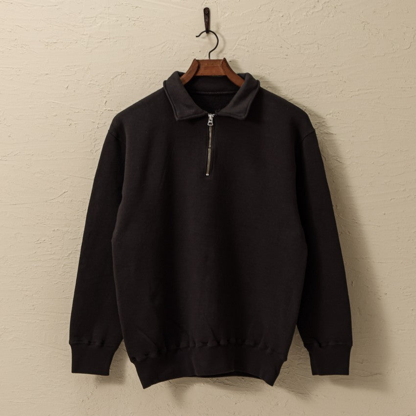 "LOOP WHEEL”HALF-ZIP COLLARED SWEATSHIRT<SUMIKURO>