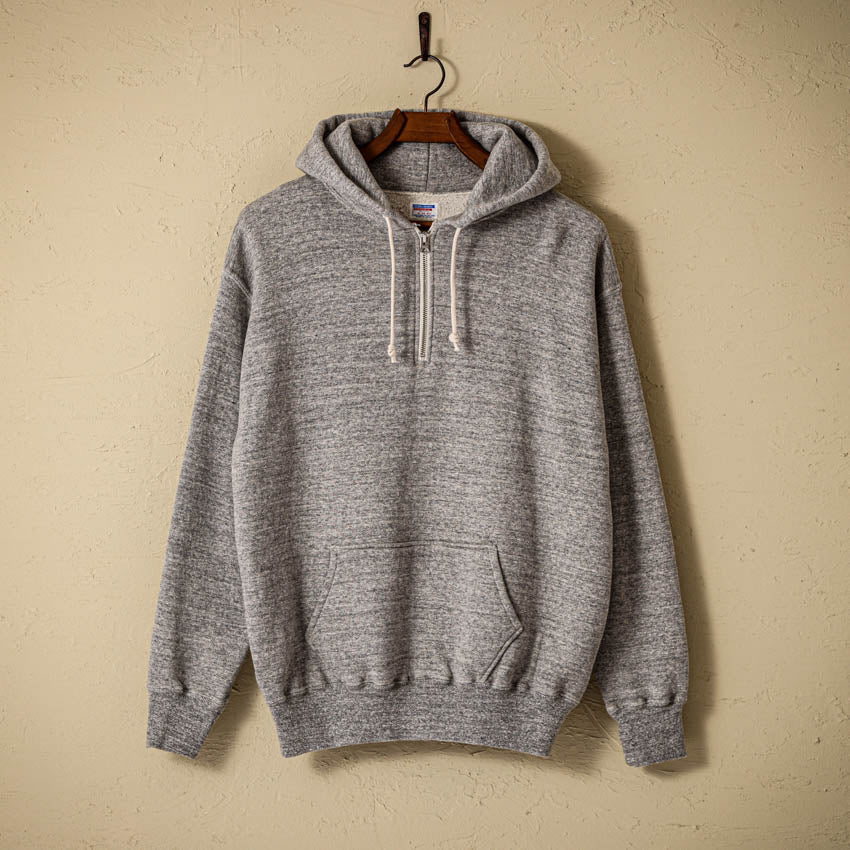 lot.86012 "LOOP WHEEL" HARF ZIPPED SWEAT HOODIE<heather grey></heather>