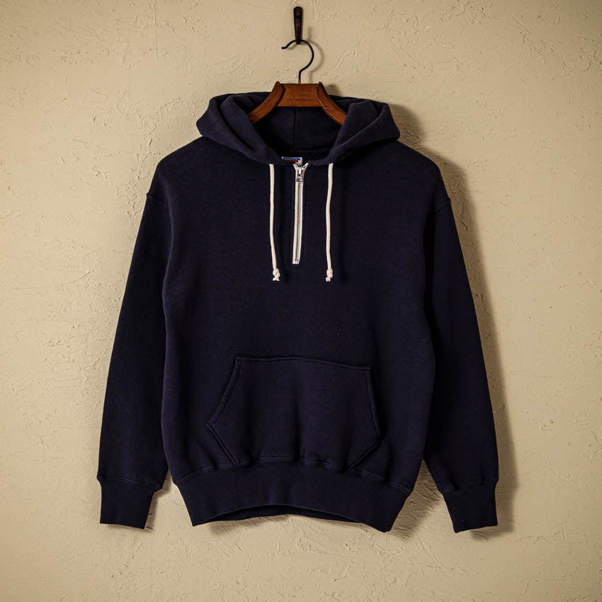 lot.86012 "LOOP WHEEL" HARF ZIPPED SWEAT HOODIE<navy></navy>