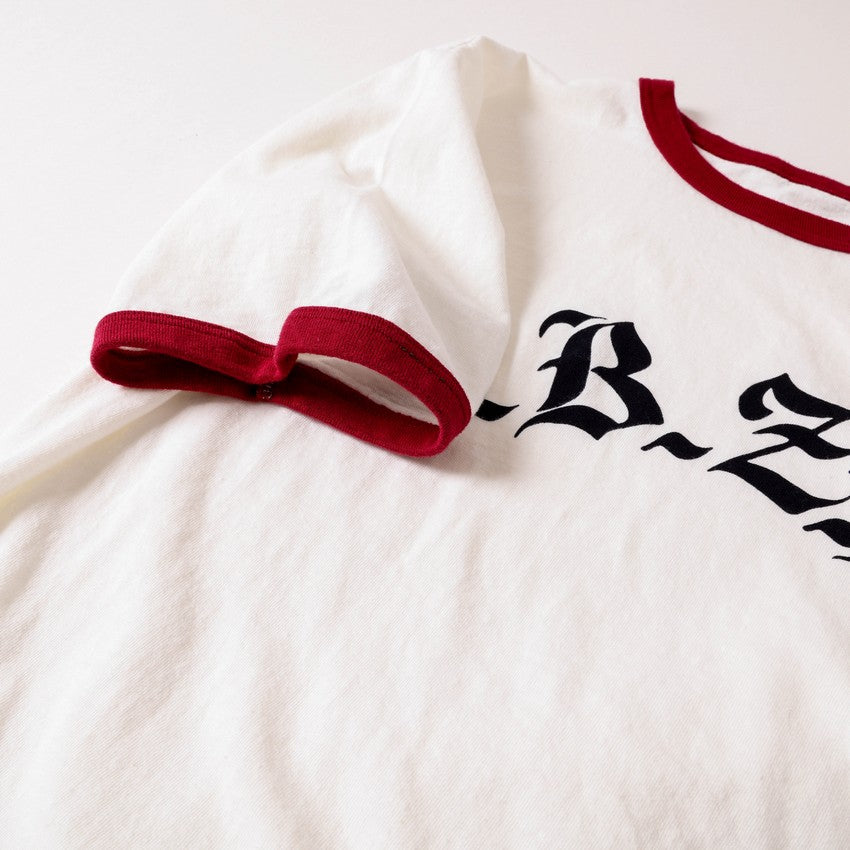 <予約商品>lot.34006-01 Ringer Tee "C.B.Z.L."<OFF WHITE×RED>